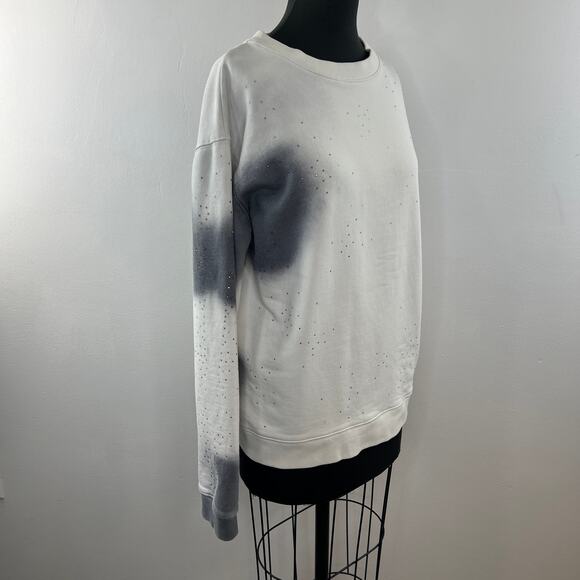 Off-White MAIN LABEL C/O Virgil Abloh Spray Bling Crystal Cotton Sweatshirt M - Picture 4 of 9